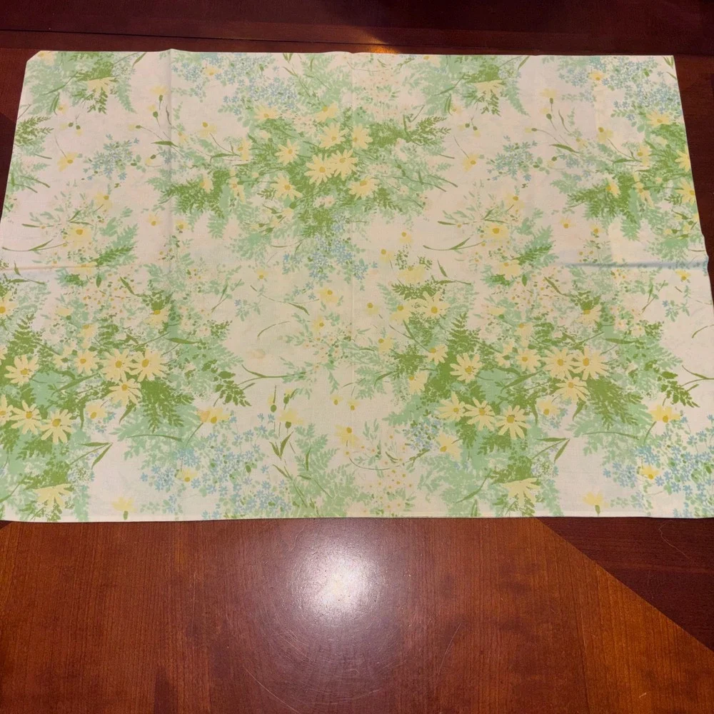 Vintage | Springmaid Wondercale 4 Piece Twin Sheet Set‎ | Green Yellow Daisy